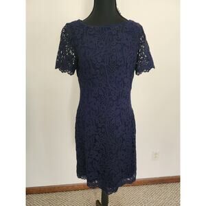 Lauren Ralph Lauren‎ Floral Lace Overlay Sheath Dress Women's Size 4 Lined Party
